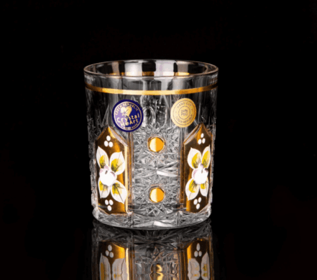 Kristály csiszolt whiskys poharak Laura 320 ml kézzel festett szett 6 darab