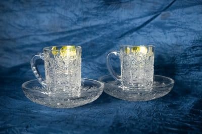 Krištálové brúsené šálky na kávu 75 ml sada 2 kusov