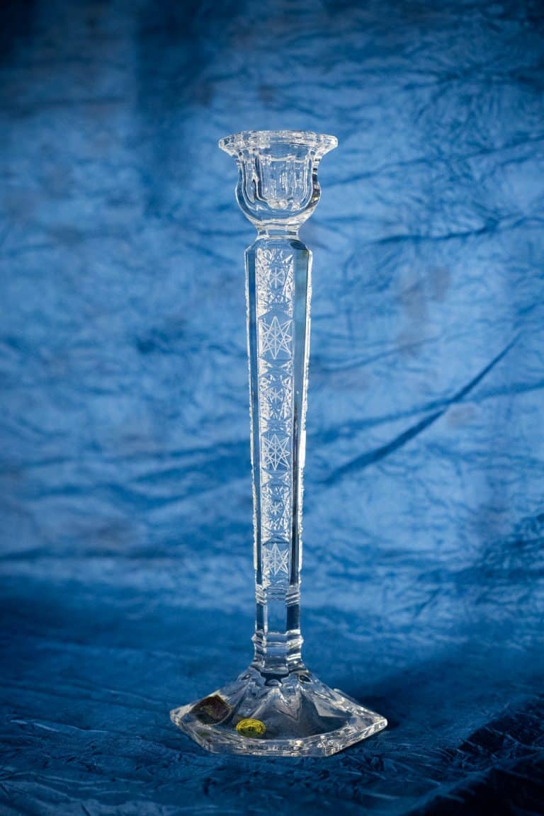 Vágott kristály gyertyatartó 15 cm