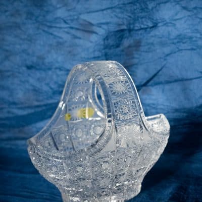 Krištálový brúsený dekoratívny košík 20 cm