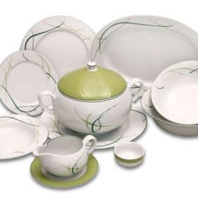 Porcelán ebédkészlet 6 személyes Opalnea fű