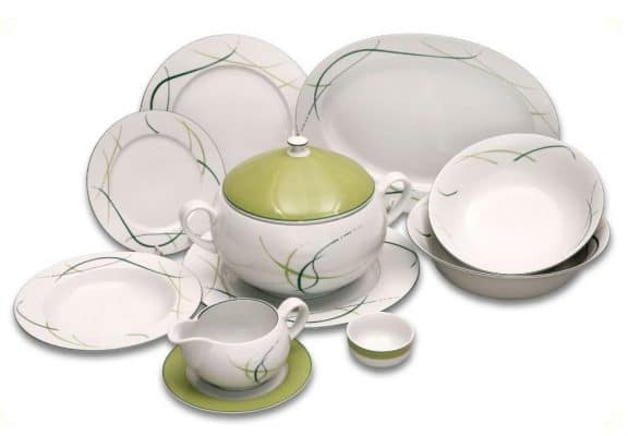 Porcelán ebédkészlet 6 személyes Opalnea fű