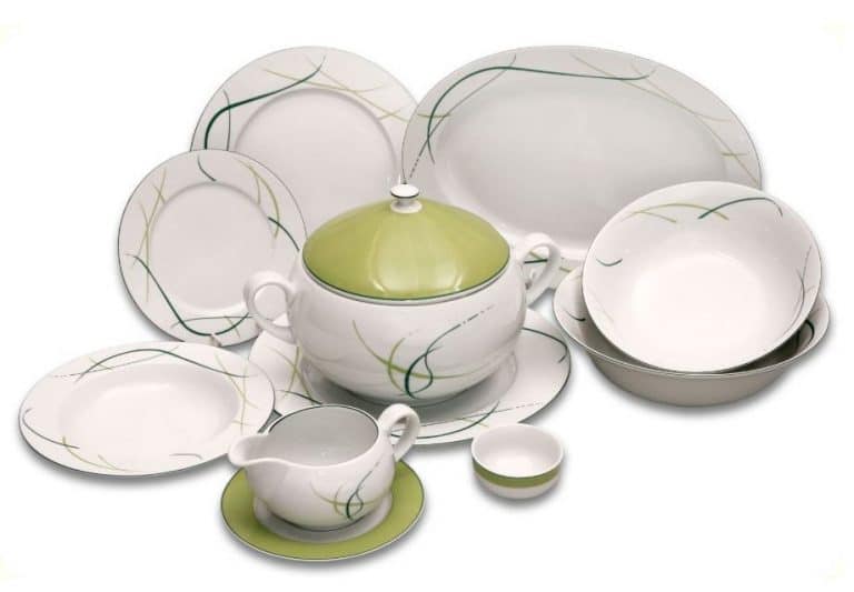 Porcelán ebédkészlet 6 személyes Opalnea fű