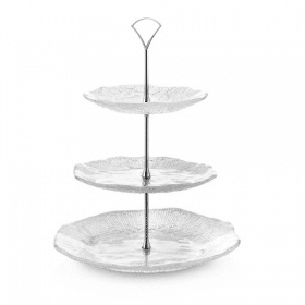 Podnos na zákusky DIAMAN číry D28-22-18 cm H35 cm