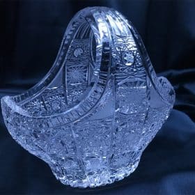 Kristály csiszolású dekorkosár 14 cm