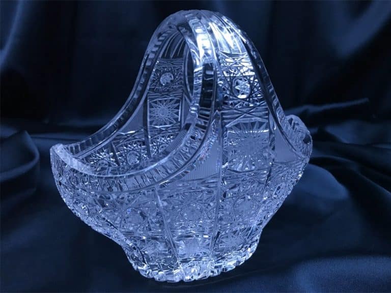 Kristály csiszolású dekorkosár 14 cm