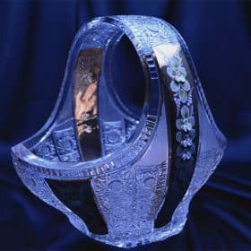 Kristály csiszolású dekorkosár kézi festés 26,5 cm