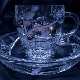 Kristálycsiszolású csészék 150 ml-es kézi festés 6 darabos arany készlettel