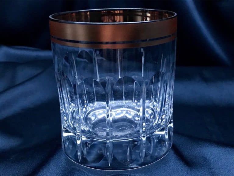 Vágott kristálypoharak 250 ml-es 6 darabos készlet, kézzel festett arannyal