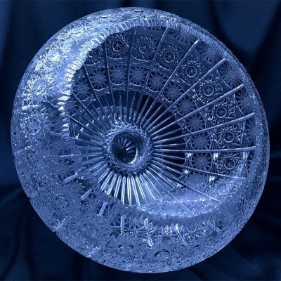Krištálová brúsená miska na podstavci 25 cm