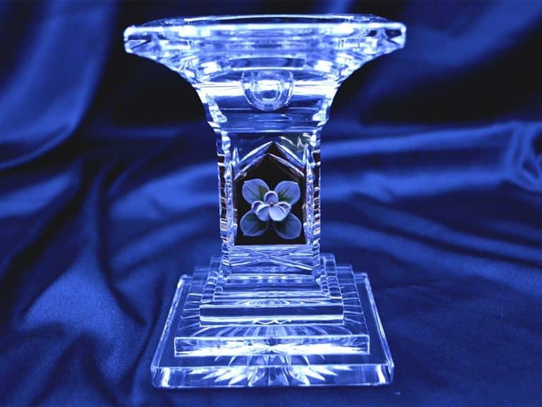 Kristály csiszolású gyertyatartó 13,5 cm-es kézi festés