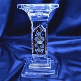 Kristálycsiszolású gyertyatartó 18 cm-es kézi festés