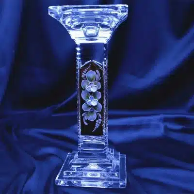 Krištálový brúsený svietnik 23 cm ručná maľba