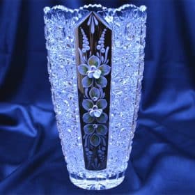 Kristálycsiszolású váza 21 cm-es kézi festés