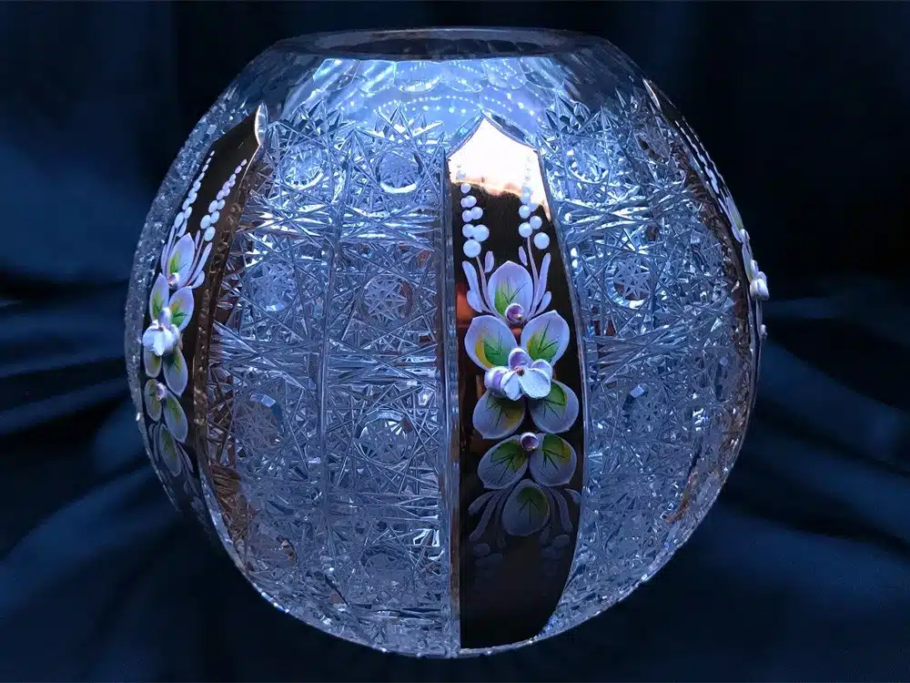 Krištáľová brúsená váza 18 cm ručná maľba