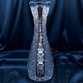 Kristálycsiszolású váza 28 cm-es kézi festés