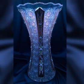 Vágott kristályváza 44,5 cm kézi festés