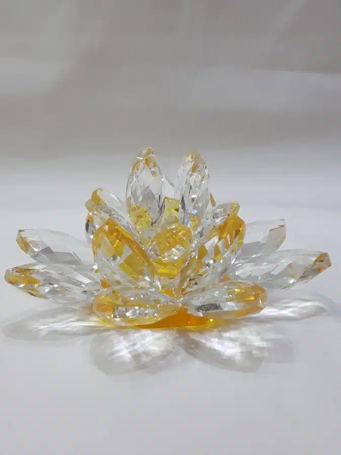 Krištálový lotosový kvet žltý 11 cm