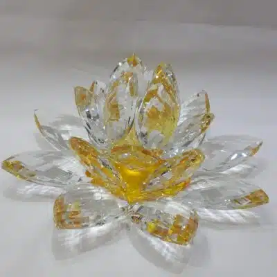 Krištálový lotosový kvet žltý 20 cm