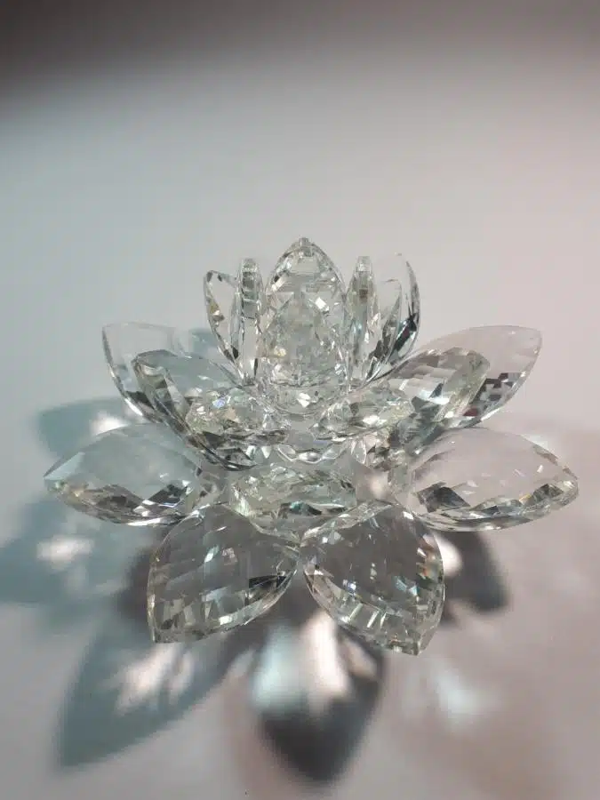 Krištálový brúsený lotosový kvet číry 15 cm