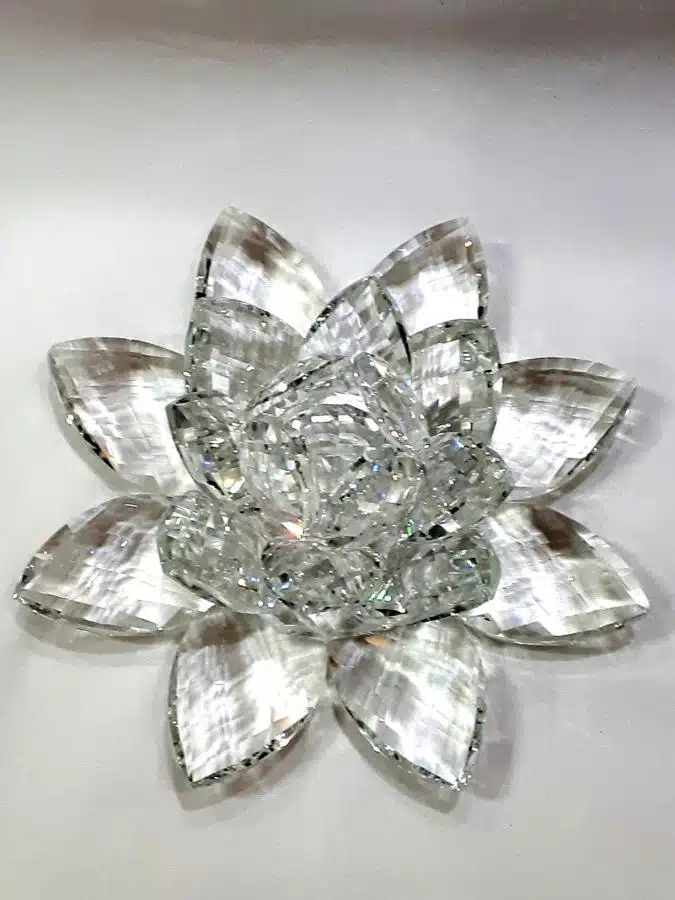 Krištálový brúsený lotosový kvet číry 20 cm