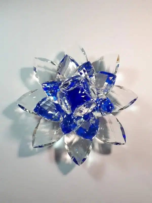 Kristály lótuszvirág kék 15 cm