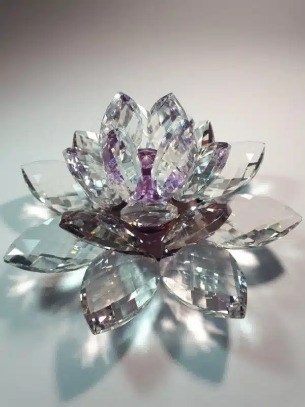 Kristály lótuszvirág lila 15 cm