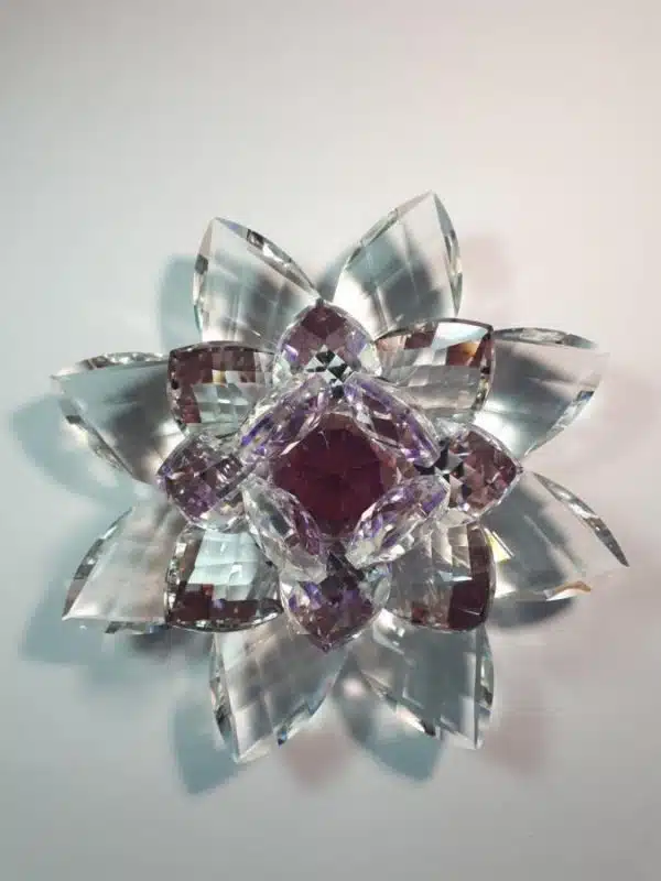 Kristály lótuszvirág lila 15 cm