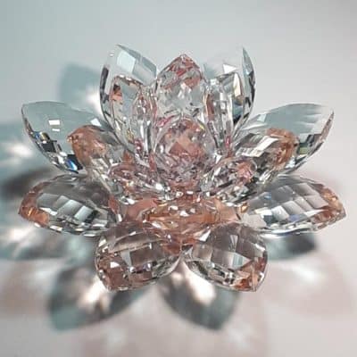 Krištálový brúsený lotosový kvet ružový 15 cm