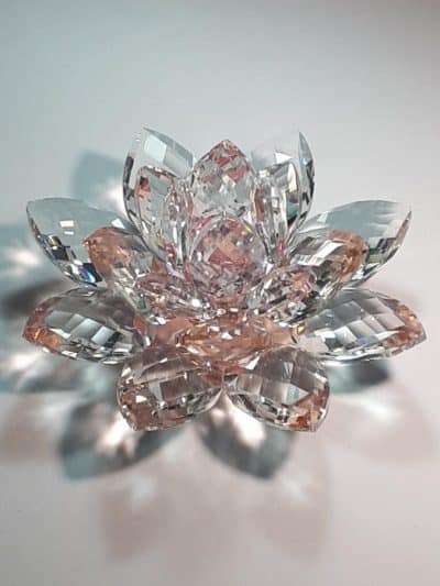 Krištálový brúsený lotosový kvet ružový 15 cm