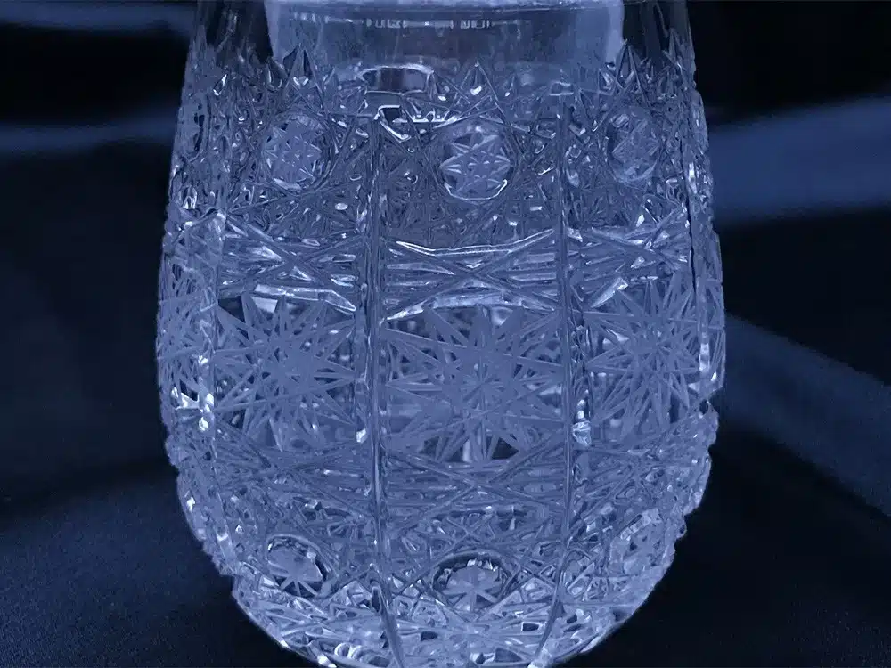 Krištálová brúsená dóza hríb 11 cm s viečkom