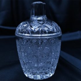 Kristály vágott mézharmat tégely 10 cm fedővel