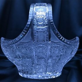 Kristály csiszolású dekorkosár 20 cm