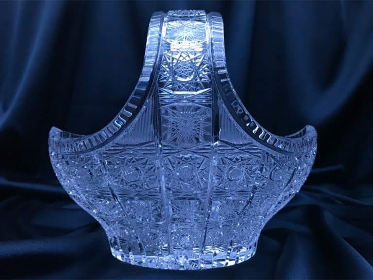 Kristály csiszolású dekorkosár 20 cm