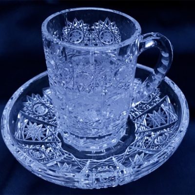 Krištálové brúsené šálky na kávu 75 ml set 6 kusov