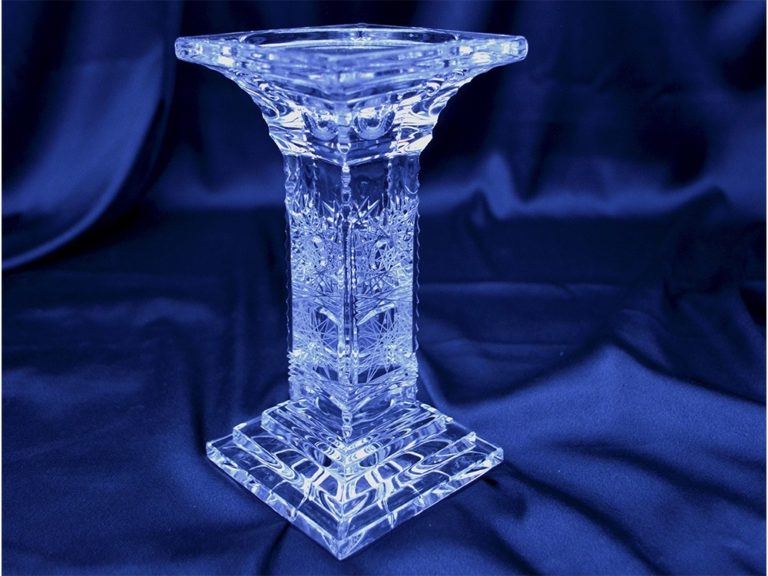 Vágott kristály gyertyatartó 18 cm