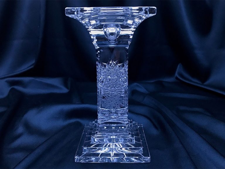 Vágott kristály gyertyatartó 23 cm