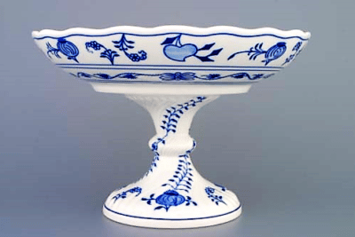 Cibulák – Misa kompótová na nohe 24 cm – originál cibuľový porcelán 1. akosť