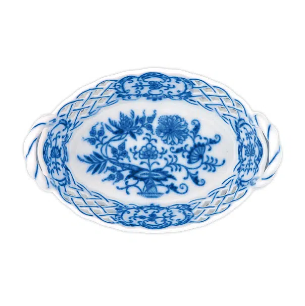Cibulák – Košík prelamovaný 11 cm – originál cibuľový porcelán 1. akosť