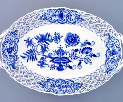 Cibulák – Košík prelamovaný 28 cm – originálny cibuľový porcelán 1. akosť