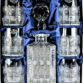Szett kristálycsiszolású whiskys dekanter Laura 1 + 6 pohár