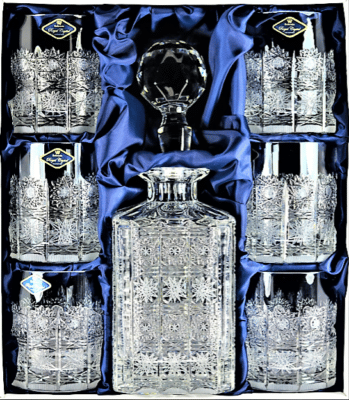 Szett kristálycsiszolású whiskys dekanter Laura 1 + 6 pohár