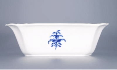 Cibulák – Misa 4-hranná s prelamovanými uškami 19 cm – originál cibuľový porcelán 1. akosť