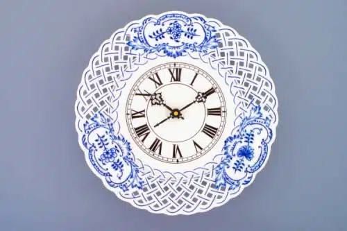 Cibulák – Hodiny prelamované 27 cm – originálny cibuľový porcelán 1. akosť