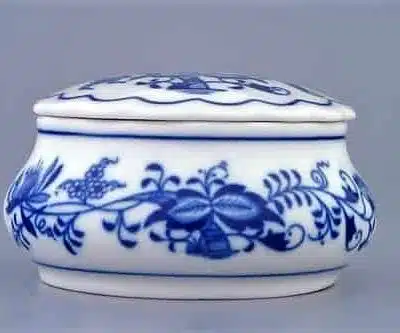 Cibulák – Dóza okrúhla – šperkovnica 9 cm – originál cibuľový porcelán 1. akosť