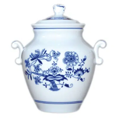Cibulák – Dóza na masť 1,2 l „sadleňák“ – originál cibuľový porcelán 1. akosť
