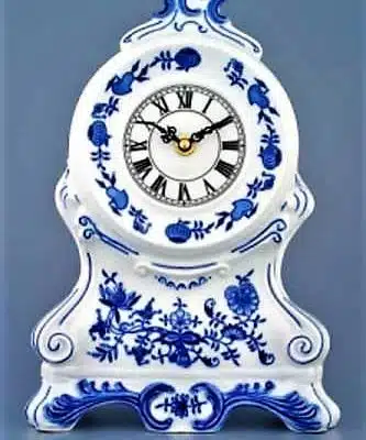 Cibulák – Krbové hodiny bez ruží 28 cm – originál cibuľový porcelán 1. akosť