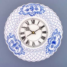 Cibulák – Hodiny reliéfne 27 cm – originál cibuľový porcelán 1. akosť