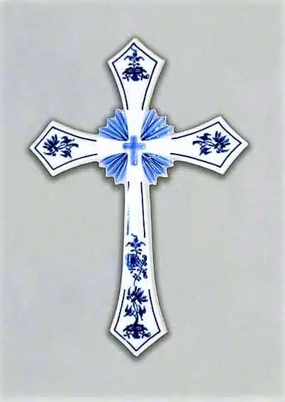 Cibulák – Svätý kríž 30,6 x 21,3 cm – originál cibuľový porcelán 1. akosť