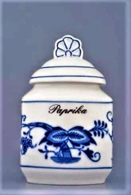 Cibulák – Korenička s viečkom + nápis – originálny cibuľový porcelán 1. akosť